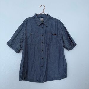 Dickies Men's Navy Striped Button Down Shirt